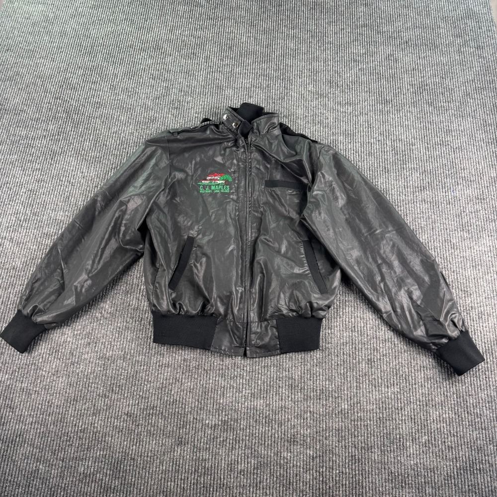 Vintage Sportsmaster Jacket Men M Black CJ Maples Long Island USA Bomber Work